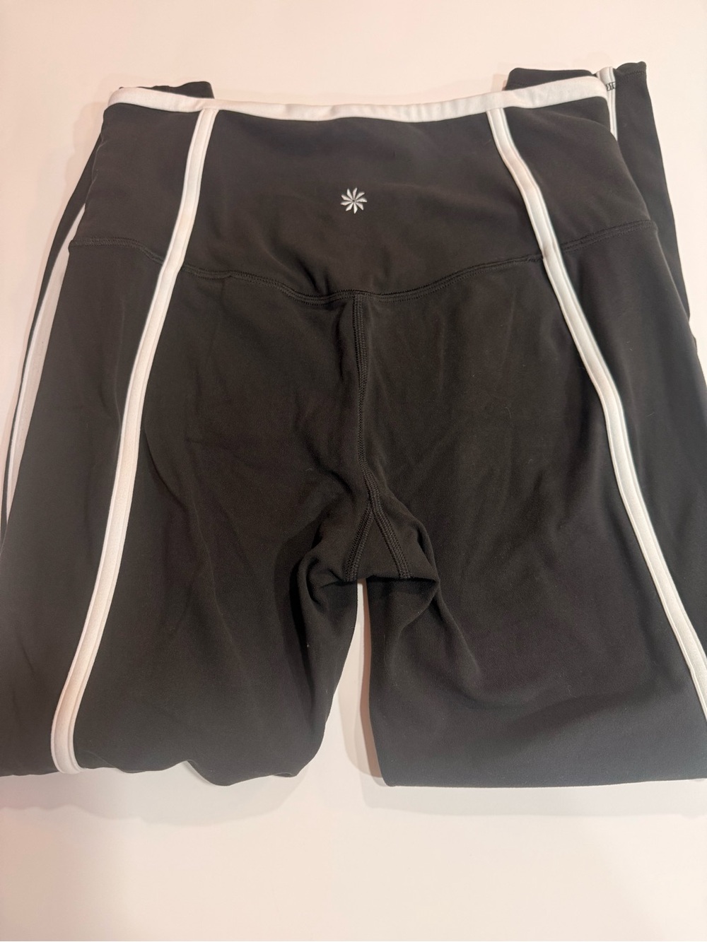 Athleta Women's Black Athletic High Waist Legging With White Trim